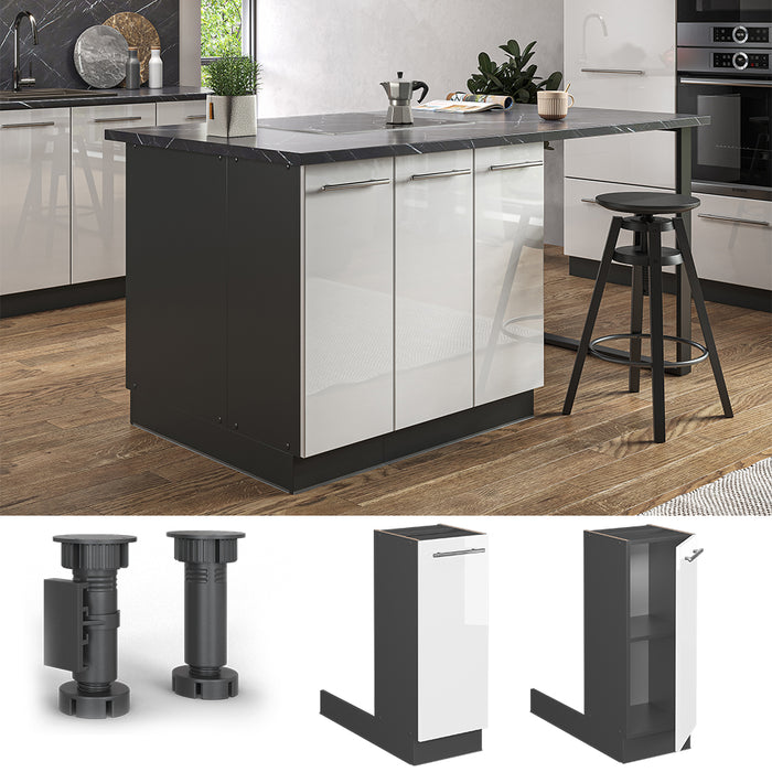 Vicco Isola cucina Bianco lucido 30 cm senza piano di lavoro