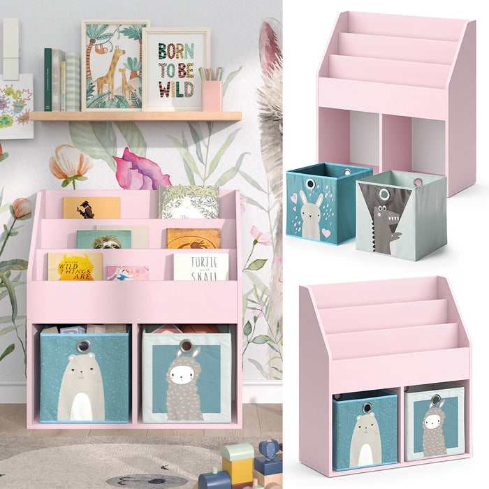 Vicco Libreria bambini rosa 72 x 79 cm con 2 scatole pieghevoli (orso, pecora)