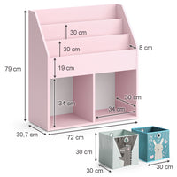 Vicco Libreria bambini rosa 72 x 79 cm con 2 scatole pieghevoli (orso, pecora)