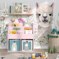 Vicco Libreria bambini rosa 72 x 79 cm con 2 scatole pieghevoli (orso, pecora)