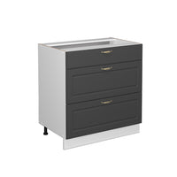 Vicco Mobiletto base per cucina Antracite-oro 80 cm con 3 cassetti, senza piano di lavoro