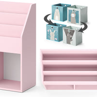 Vicco Libreria bambini rosa 72 x 79 cm con 2 scatole pieghevoli (orso, pecora)