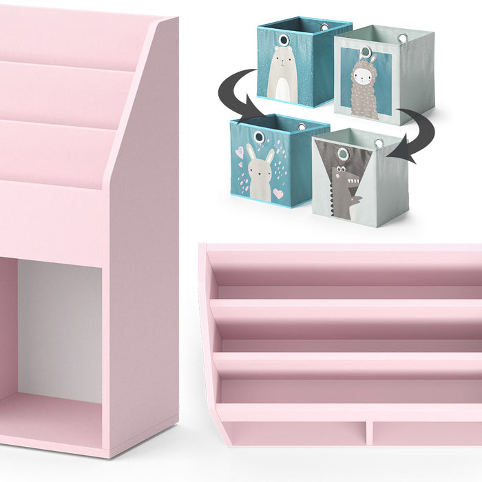 Vicco Libreria bambini rosa 72 x 79 cm con 2 scatole pieghevoli (orso, pecora)