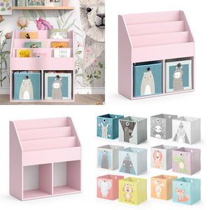 Vicco Libreria bambini rosa 72 x 79 cm con 2 scatole pieghevoli (orso, pecora)