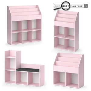 Vicco Libreria bambini rosa 72 x 79 cm con 2 scatole pieghevoli (leone, coccodrillo)