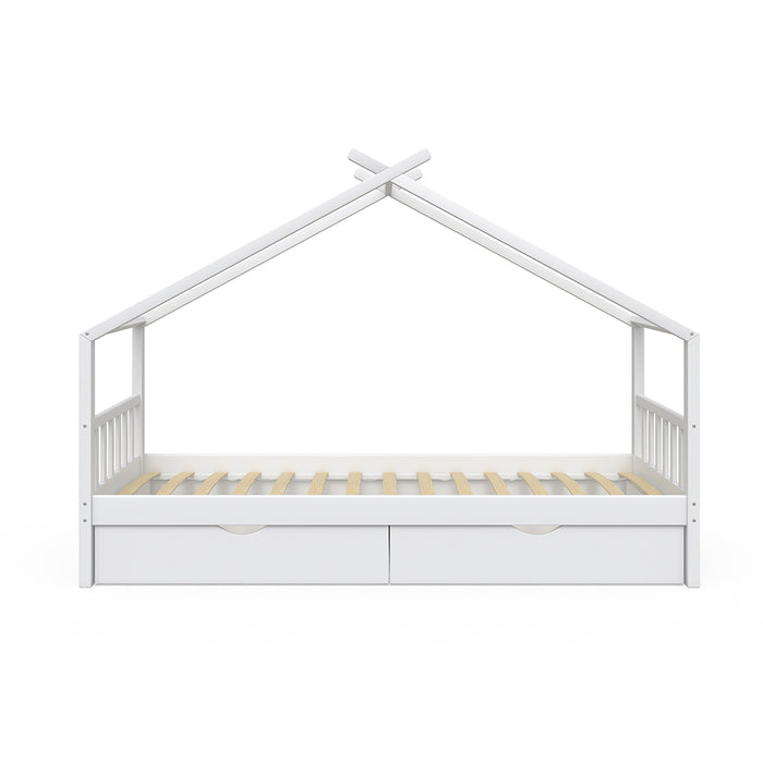 Vitalispa Letto montessori bambini Bianco 90x200 cm con 2 cassetti