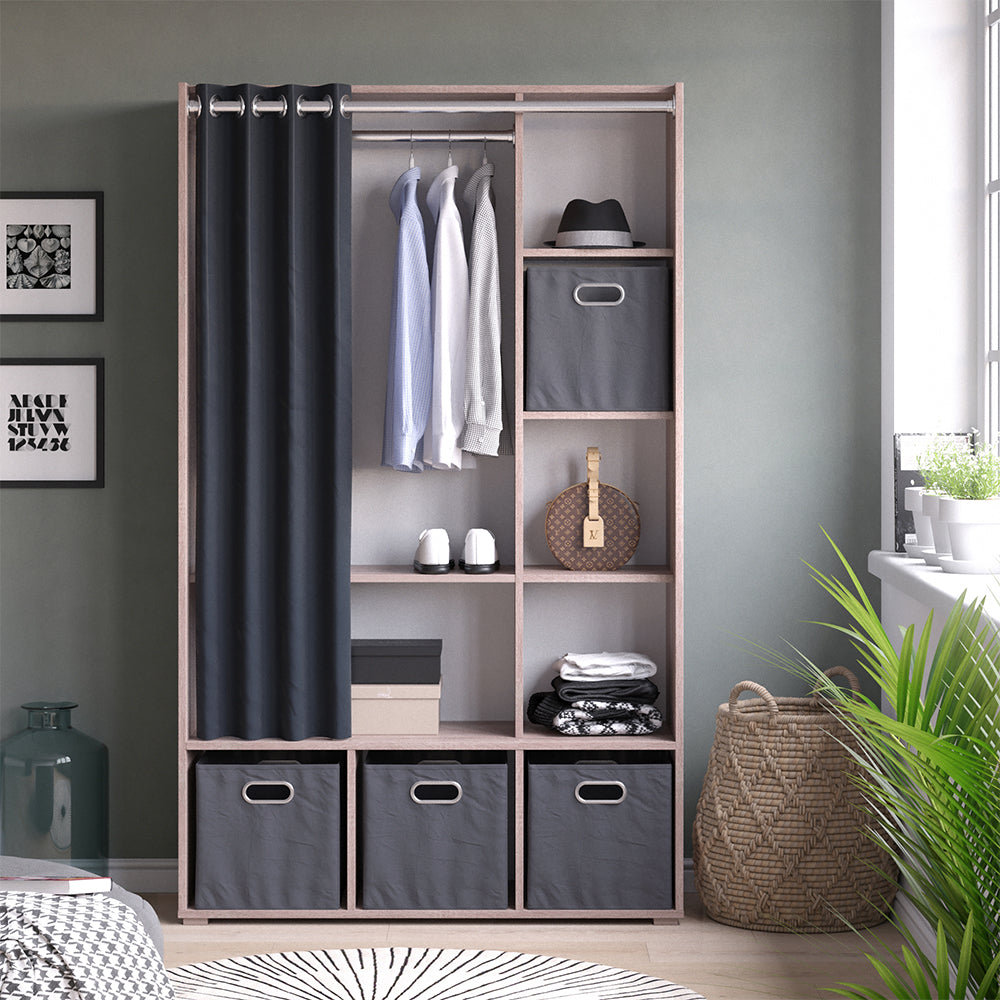 Vicco Armadio multifunzione Sonoma 38 x 178.1 cm Con cassetti pieghevoli (grigio)