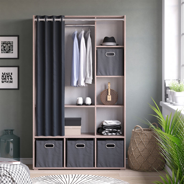 Vicco Armadio multifunzione Sonoma 38 x 178.1 cm Con cassetti pieghevoli (grigio)