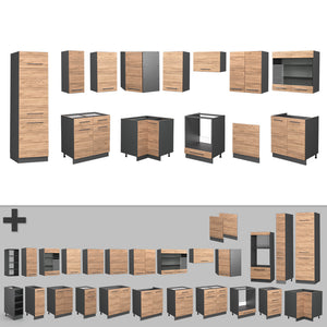 Vicco Cucina angolare completa Quercia dorata/antracite 227 x 287 cm , PL Rovere