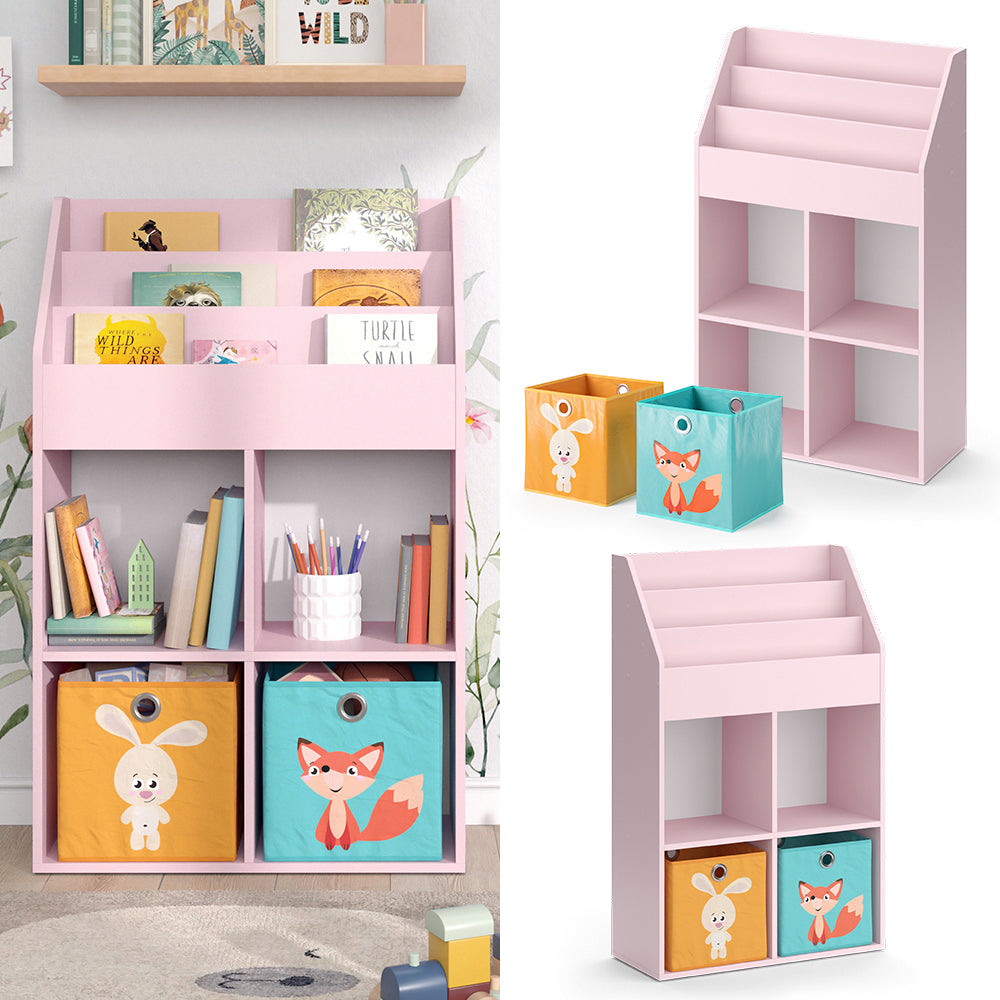 Vicco Libreria bambini rosa 72 x 114.2 cm con 6 scatole pieghevoli (colorate)