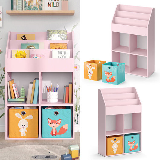 Vicco Libreria bambini rosa 72 x 114.2 cm con 6 scatole pieghevoli (colorate)