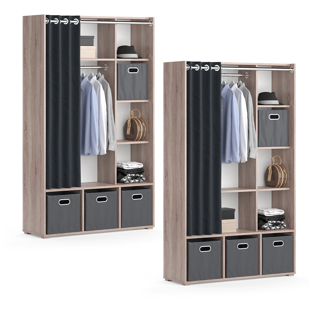 Vicco Armadio multifunzione Sonoma 38 x 178.1 cm Con cassetti pieghevoli (grigio)