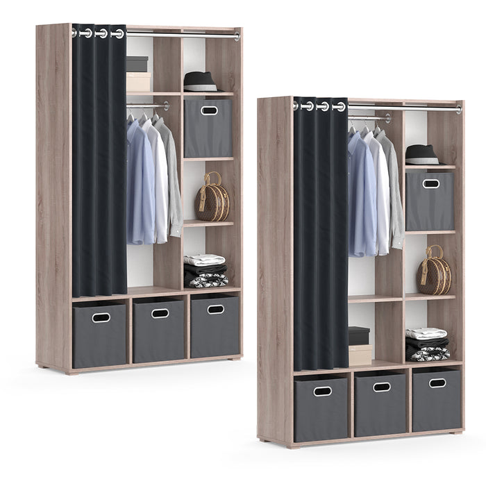 Vicco Armadio multifunzione Sonoma 38 x 178.1 cm Con cassetti pieghevoli (grigio)