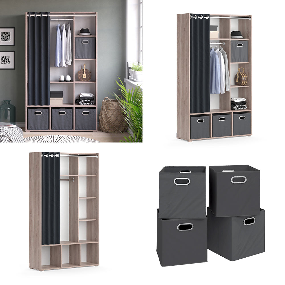 Vicco Armadio multifunzione Sonoma 38 x 178.1 cm Con cassetti pieghevoli (grigio)