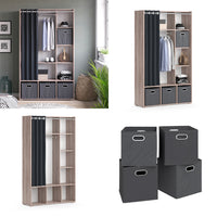 Vicco Armadio multifunzione Sonoma 38 x 178.1 cm Con cassetti pieghevoli (grigio)