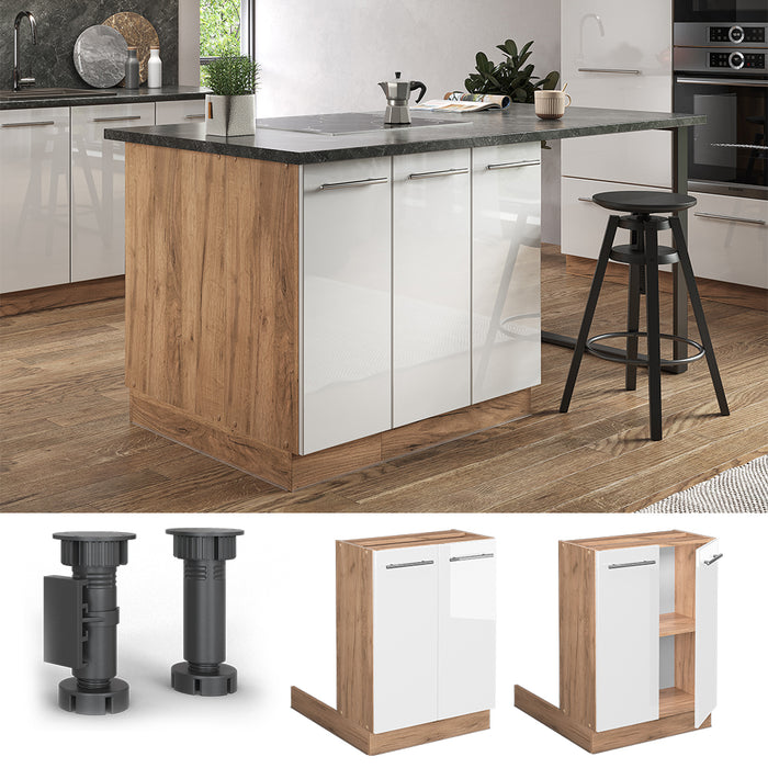 Vicco Isola cucina Bianco lucido 60 cm senza piano di lavoro