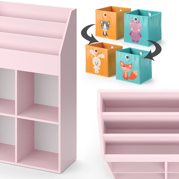 Vicco Libreria bambini rosa 72 x 114.2 cm con 6 scatole pieghevoli (colorate)