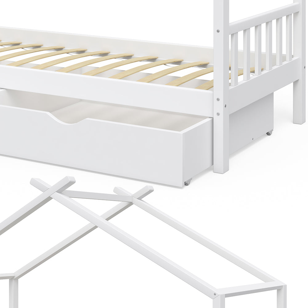 Vitalispa Letto montessori bambini Bianco 90x200 cm con 2 cassetti