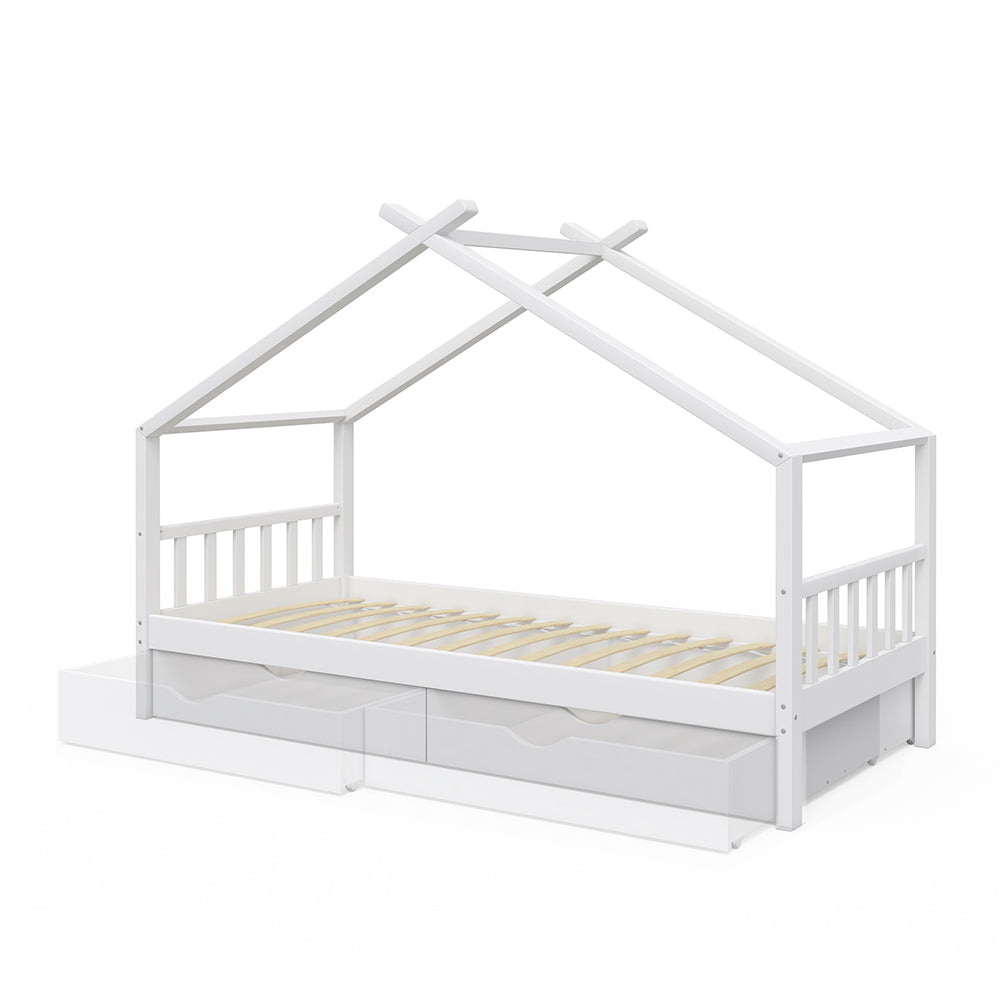 Vitalispa Letto montessori bambini Bianco 90x200 cm con 2 cassetti