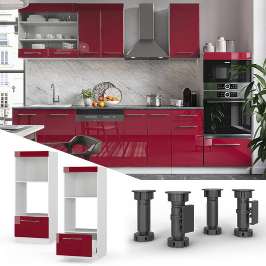 Vicco Set mobili bagno Rosso bordeaux lucido 60 cm aperto