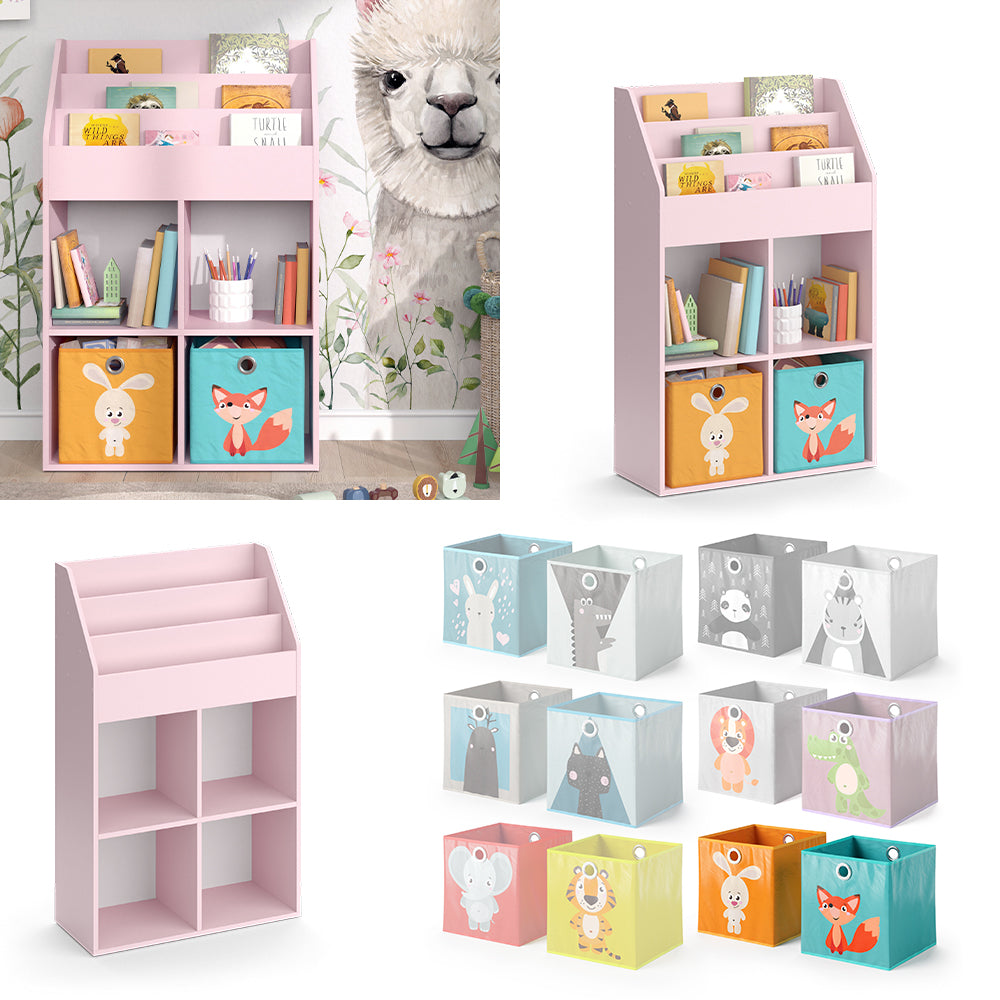 Vicco Libreria bambini rosa 72 x 114.2 cm con 6 scatole pieghevoli (colorate)