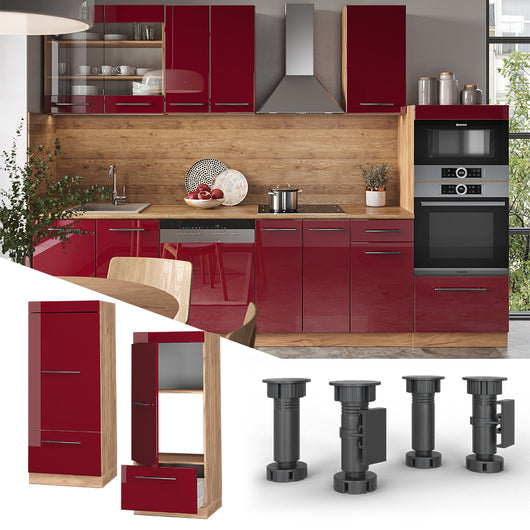 Vicco Set mobili bagno Rosso bordeaux lucido 60 cm