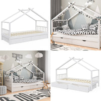 Vitalispa Letto montessori bambini Bianco 90x200 cm con 2 cassetti