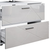 Vicco Set mobili bagno Bianco lucido 3 parti, con cassettiera e mobile midi