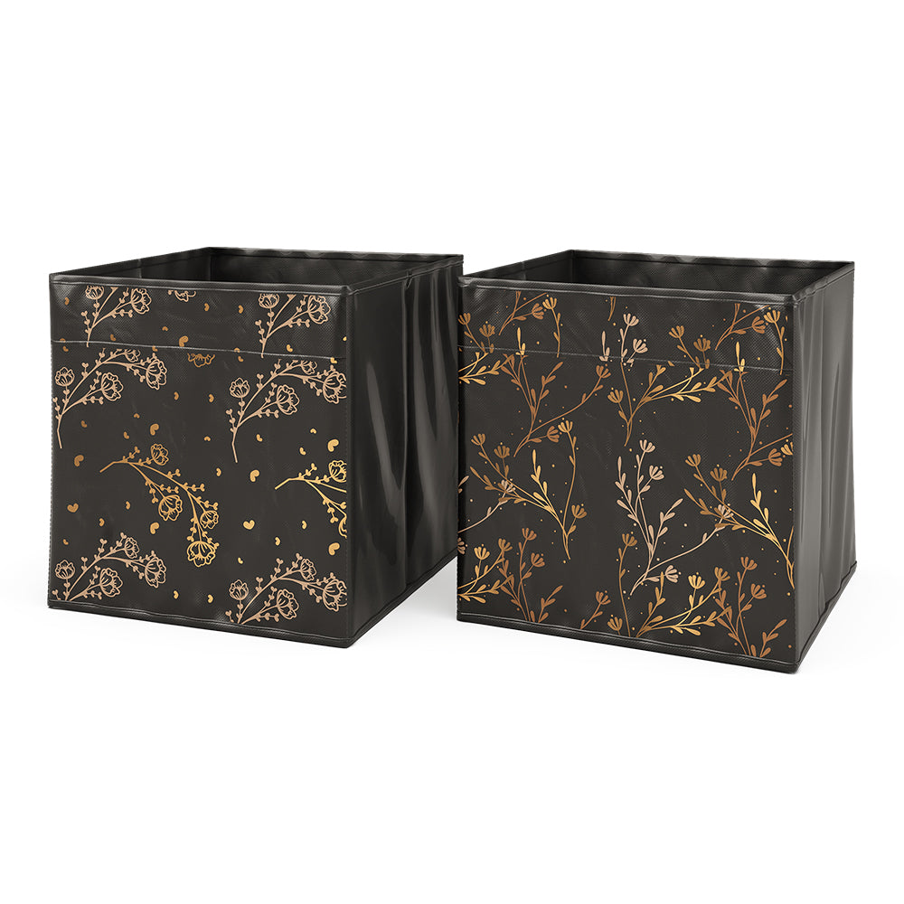 Vicco Scatola pieghevole Nero/oro (floreale) 30 x 30 cm Set di 2 Opzione2