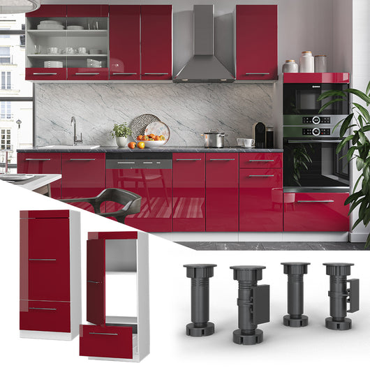 Vicco Set mobili bagno Rosso bordeaux lucido 60 cm