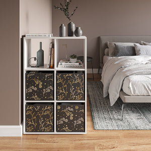 Vicco Scatola pieghevole Nero/oro (floreale) 30 x 30 cm Set di 2 Opzione2