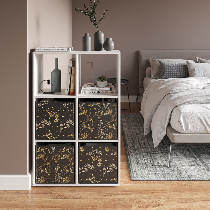 Vicco Scatola pieghevole Nero/oro (floreale) 30 x 30 cm Set di 2 Opzione2