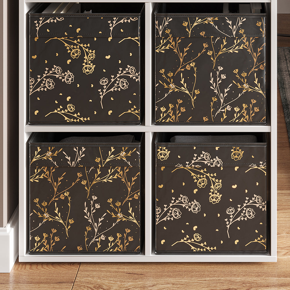 Vicco Scatola pieghevole Nero/oro (floreale) 30 x 30 cm Set di 2 Opzione2