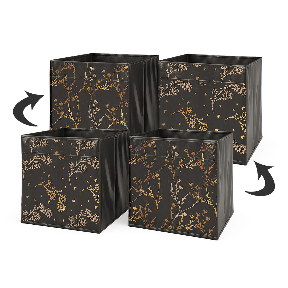 Vicco Scatola pieghevole Nero/oro (floreale) 30 x 30 cm Set di 2 Opzione2