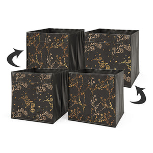 Vicco Scatola pieghevole Nero/oro (floreale) 30 x 30 cm Set di 2 Opzione2