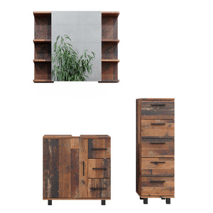 Vicco Set di mobili da bagno Rovere rustico 3 parti, con mobile midi