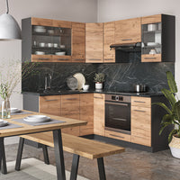 Vicco Cucina angolare completa Quercia dorata/antracite 160 x 190 cm , PL Rovere