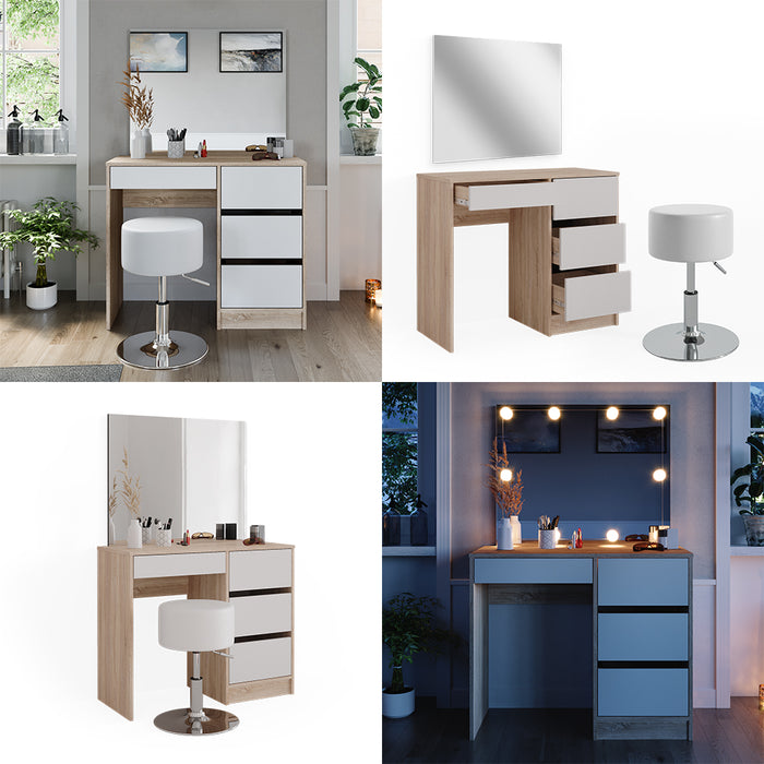 Vicco Tavolo da toeletta Sonoma 40 cm con sgabello