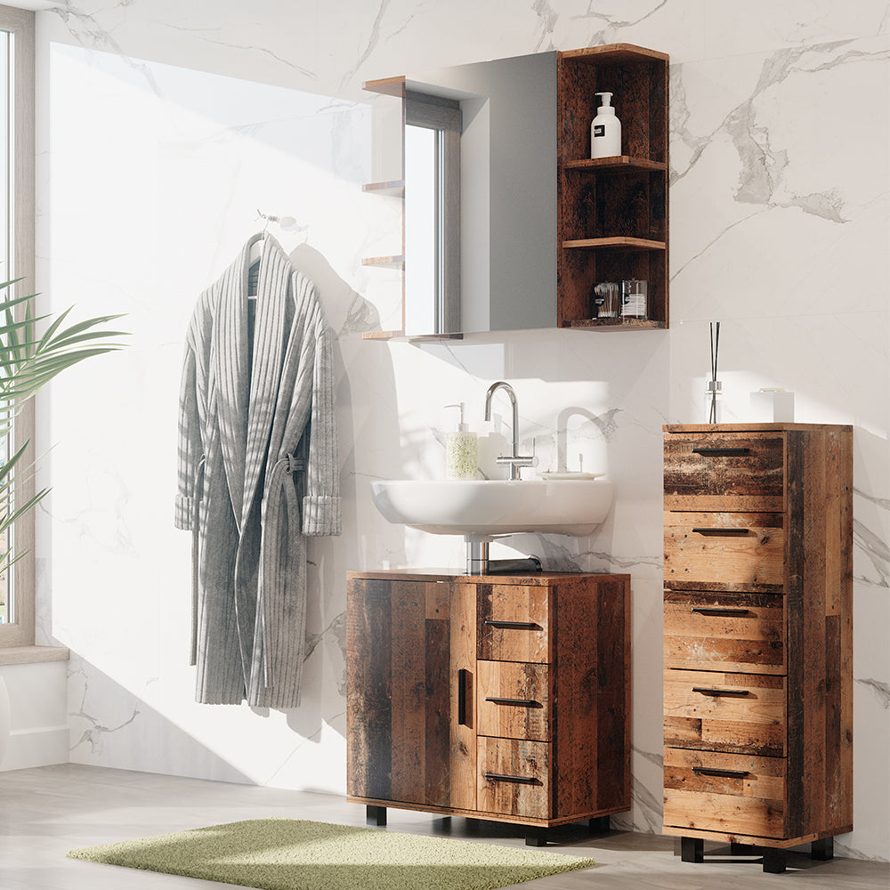 Vicco Set di mobili da bagno Rovere rustico 3 parti, con mobile midi