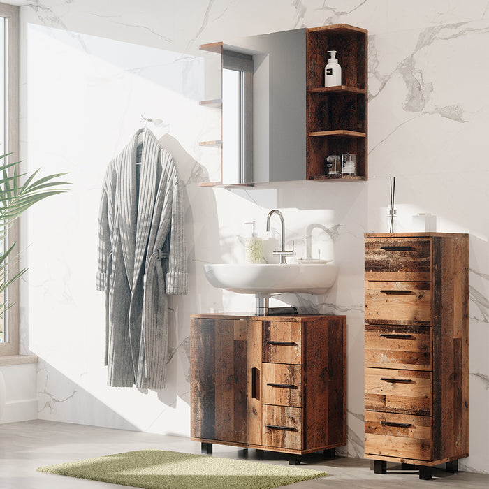 Vicco Set di mobili da bagno Rovere rustico 3 parti, con mobile midi