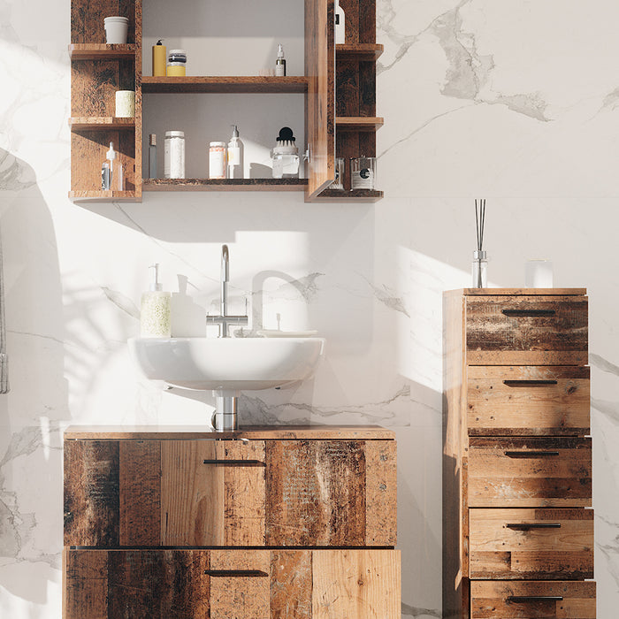 Vicco Set di mobili da bagno Rovere rustico 3 parti, con mobile midi