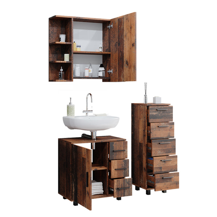 Vicco Set di mobili da bagno Rovere rustico 3 parti, con mobile midi