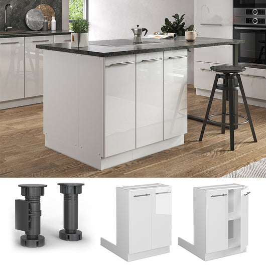 Vicco Isola cucina Bianco lucido 60 cm senza piano di lavoro