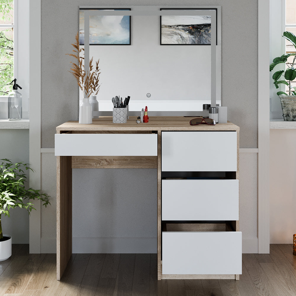 Vicco Tavolo da toeletta Sonoma 40 cm con specchio a LED