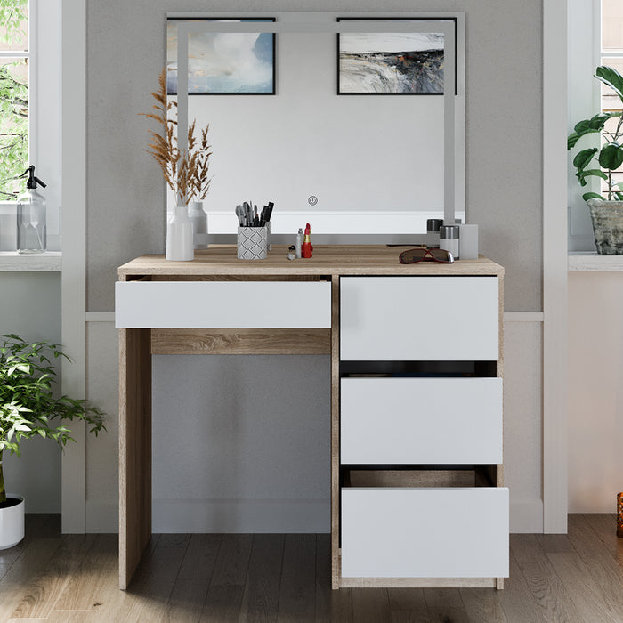 Vicco Tavolo da toeletta Sonoma 40 cm con specchio a LED