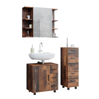 Vicco Set di mobili da bagno Rovere rustico 3 parti, con mobile midi