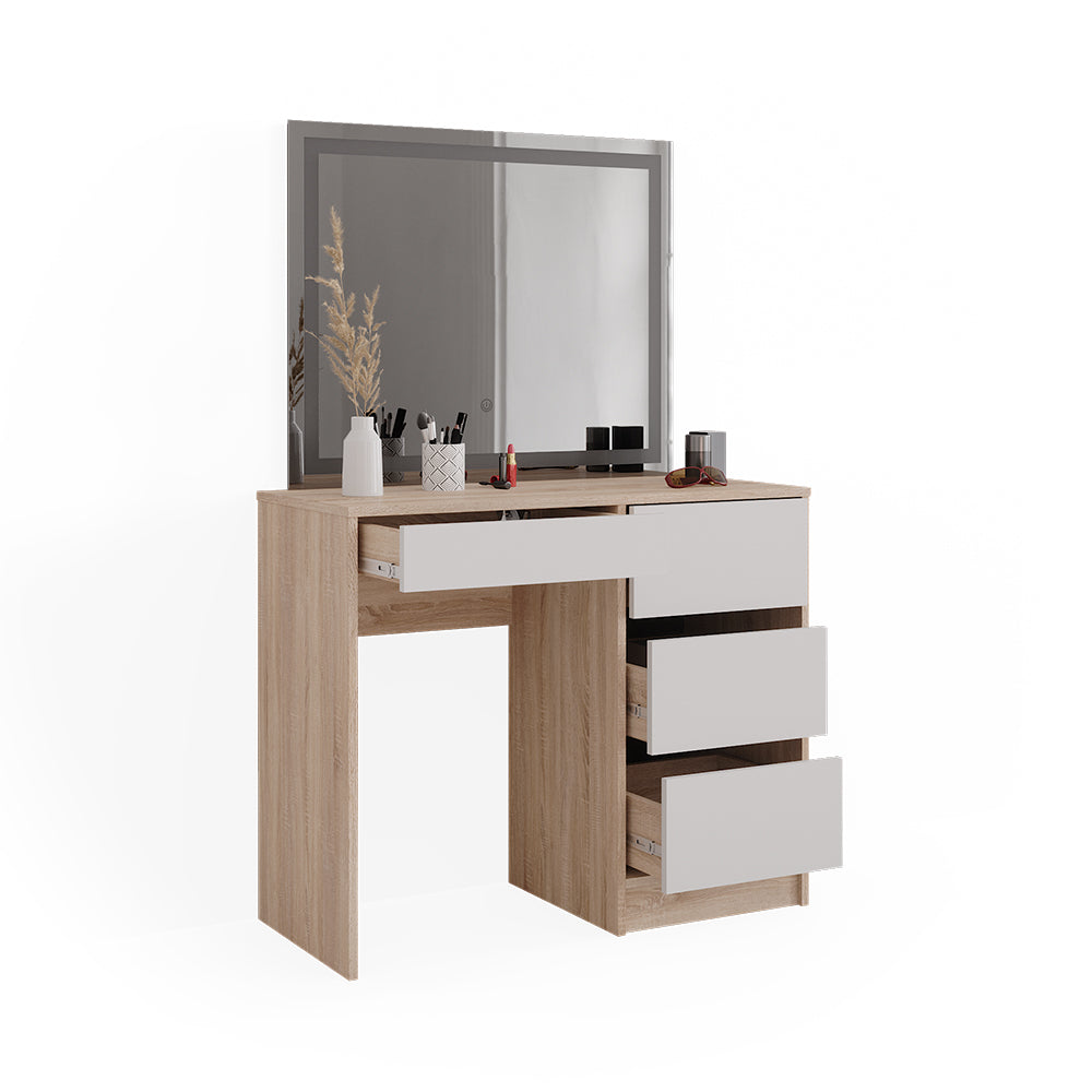 Vicco Tavolo da toeletta Sonoma 40 cm con specchio a LED