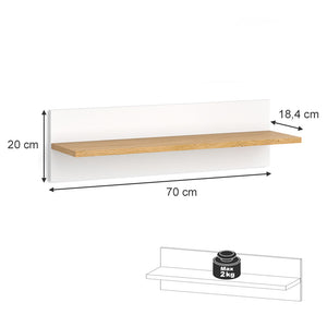 Vitalispa Scaffale a muro per bambini Bianco 70 x 20 cm