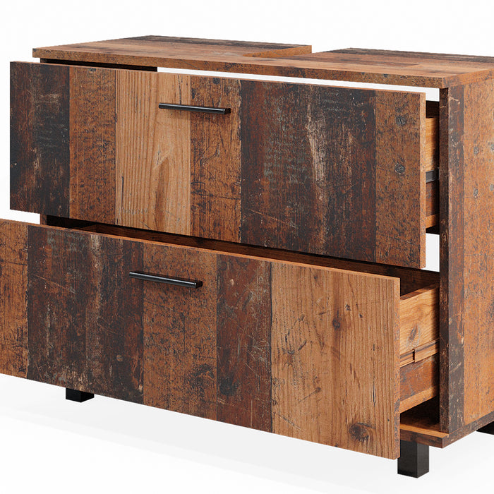 Vicco Set di mobili da bagno Rovere rustico 4 parti, con armadio alto