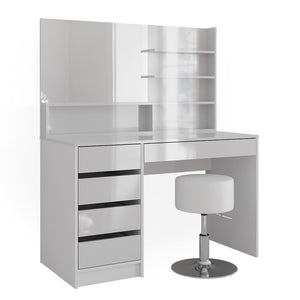 Vicco Tavolo da toeletta Bianco 55 cm con sgabello